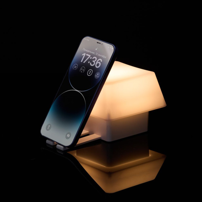Светильник с подставкой для смартфона Knoppi, белый Светильник с подставкой для смартфона Knoppi, белый
